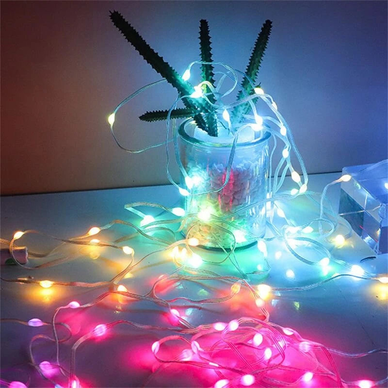 10M 100LED Bluetooth Controlled LED String Lights USB Powered Waterproof RGB Strings for Holiday Event Party Decoration