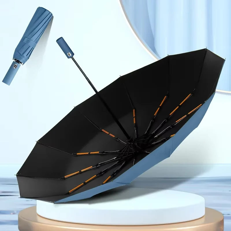 AGSIVO Travel Automatic Folding Umbrella 12 Ribs Reinforced Windproof UPF 50+ UV Protection Auto Open Close For Men and Women