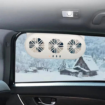 Solar-Powered Car Vent Fan 3 Head Car Exhaust Fan Electric Cooling Fan USB Charging Window Ventilator Front Rear Seat Purifiers Radiator