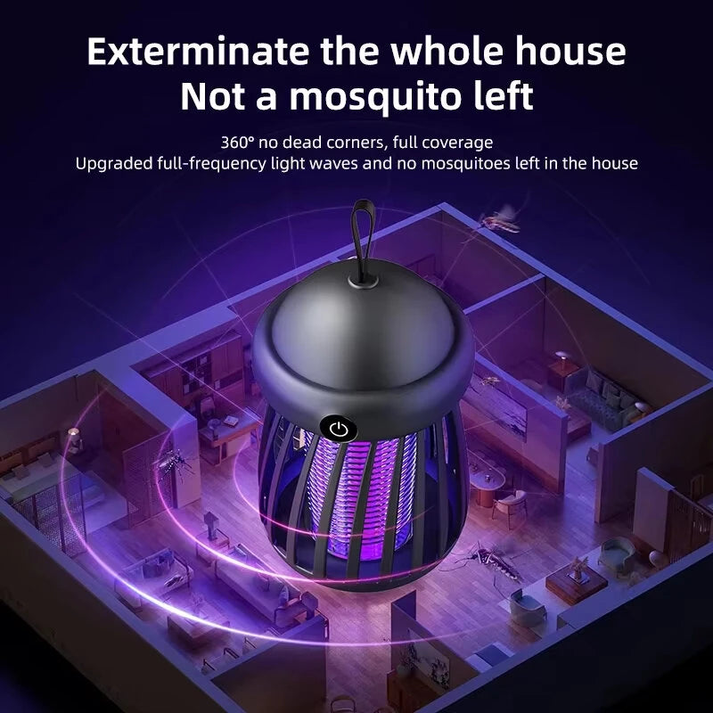 USB Rechargeable Mini UV Mosquito Killer Lamp 360 Coverage 3000V Electric Grid Dual UV & Night Light Modes Portable Indoor/Outdoor Zapper