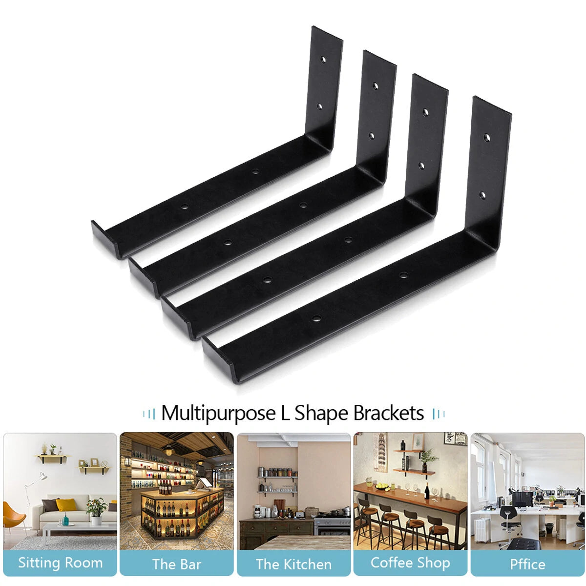 4PCS Wall Mounted Floating Shelves Holder DIY Storage Shelving Display Bracket