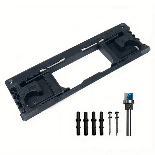 Polished Plastic Hinge Router Template Kit Adjustable for 2-1/2 to 6 Inch Hinges Square and Semidiameter Corners Easy Installation Sturdy Finish Industrial Hardware Tool