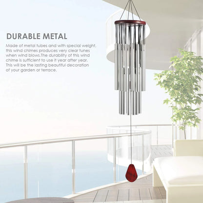 Home 27 Silver Tubes Wind Chimes Church Bells Hanging Decorations