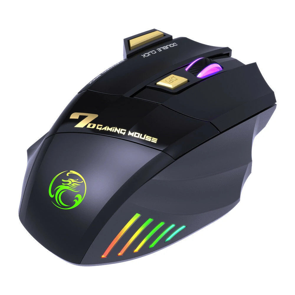 Wireless Gaming Mouse USB IMICE GW-X7 3200DPI Wired/Dual Mode BT+2.4G Rechargeable 7 Keys Silent Mouse 7-color Breathing LED