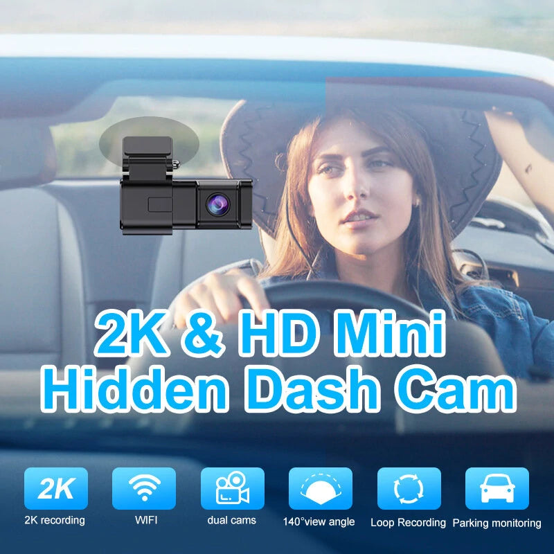 170 HD Dash Cam Dual Lens Smartphone 2K+1080P WiFi  Front and Rear Recording  Parking Monitor
