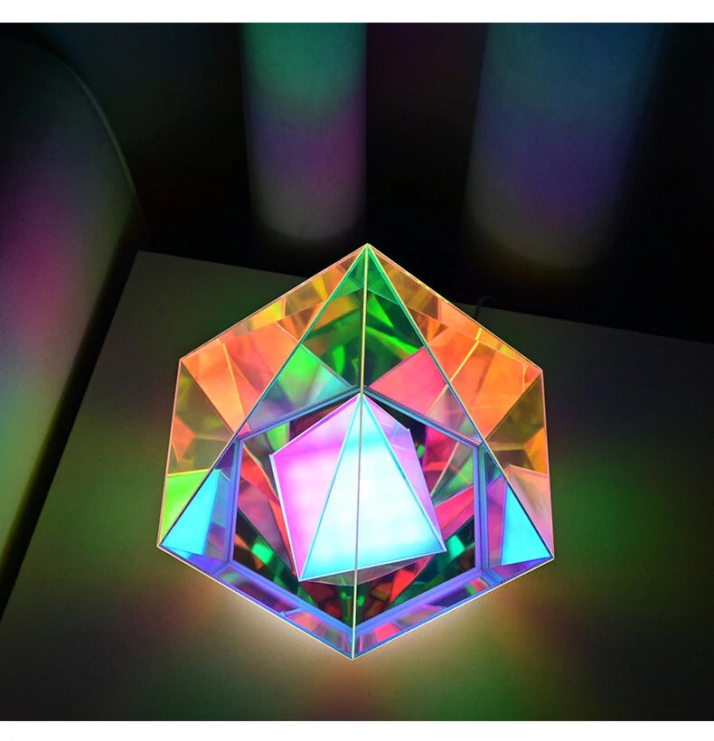 LED Pyramid Diamond Bedroom Decor RGB Night Light USB Color Dimming Atmosphere Lamp Remote Control Home Bedroom Decoration Birthday Gift Decorative Lamp