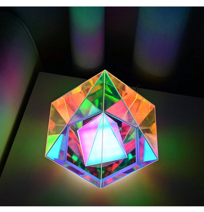 LED Pyramid Diamond Bedroom Decor RGB Night Light USB Color Dimming Atmosphere Lamp Remote Control Home Bedroom Decoration Birthday Gift Decorative Lamp