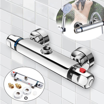 Bathroom Wall-mount Brass Thermostatic Shower Valve Bath Mixer Shower Control Valve Bottom Faucet 3/4" Thread Connector