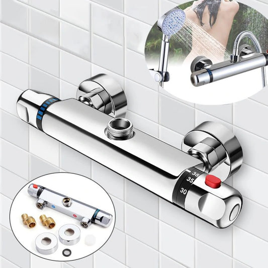 Bathroom Wall-mount Brass Thermostatic Shower Valve Bath Mixer Shower Control Valve Bottom Faucet 3/4" Thread Connector