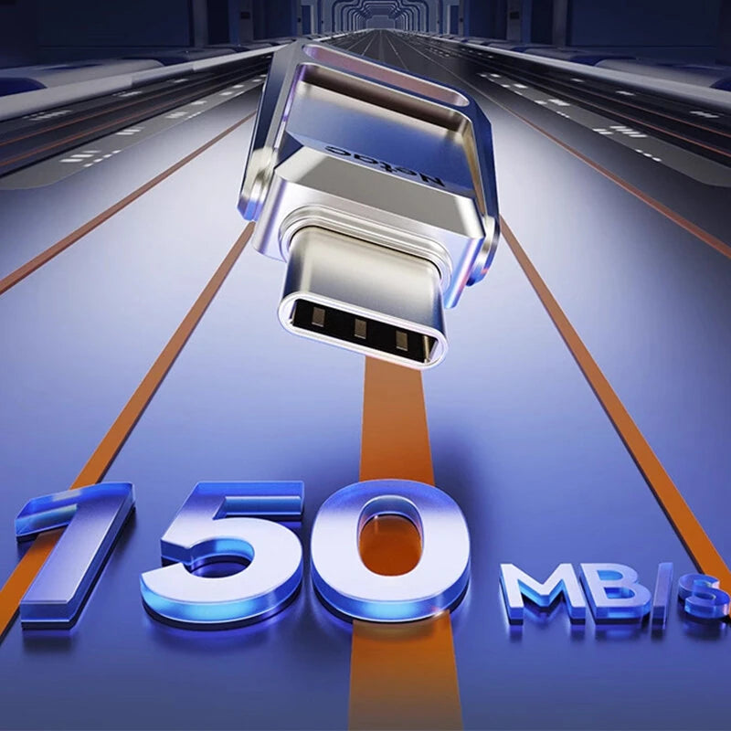 Netac US31 Type-C & USB3.2 Flash Drive 128G/64G/32G Zinc Alloy Mini Portable Memory U Disk for PC Phone Projector Car Speaker