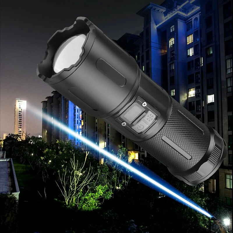 30W LED Flashlight Long Shoot Search Flashlight White Light High Power Torch Tactical Telescopic Zoom Hunting Lights