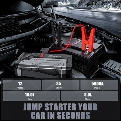 [EU Direct] POPDEER PD-JA1 20000mAh 5000A Professional Portable Car Jump Starter with Air Compressor suitable for gas engines up to 10.0L and 8.0L diesel engines