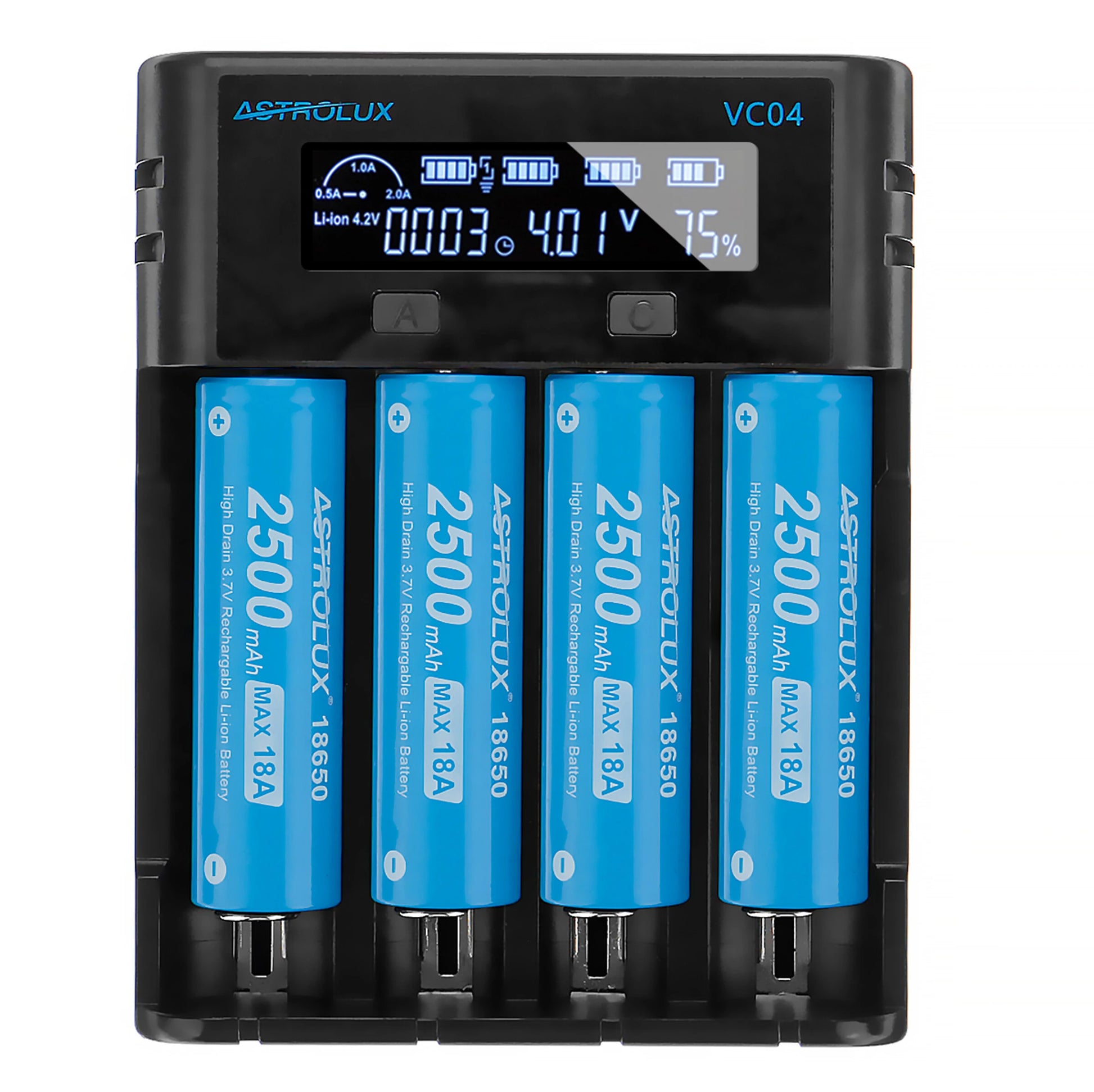 10Pcs Astrolux E1825 18A 2500mAh 3.7V 18650 Li-ion Battery Unprotected High Drain Rechargeable Lithium Power Cell For Astrolux Nitecore Lumintop Fenix Olight Flashlights RC Toys Home Tools