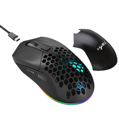 HXSJ T28 Dual Mode Wireless Mouse Hollow Design 800-4800DPI RGB Backlight 600mAh Rechargeable 2.4G/bluetooth Gamer Mice