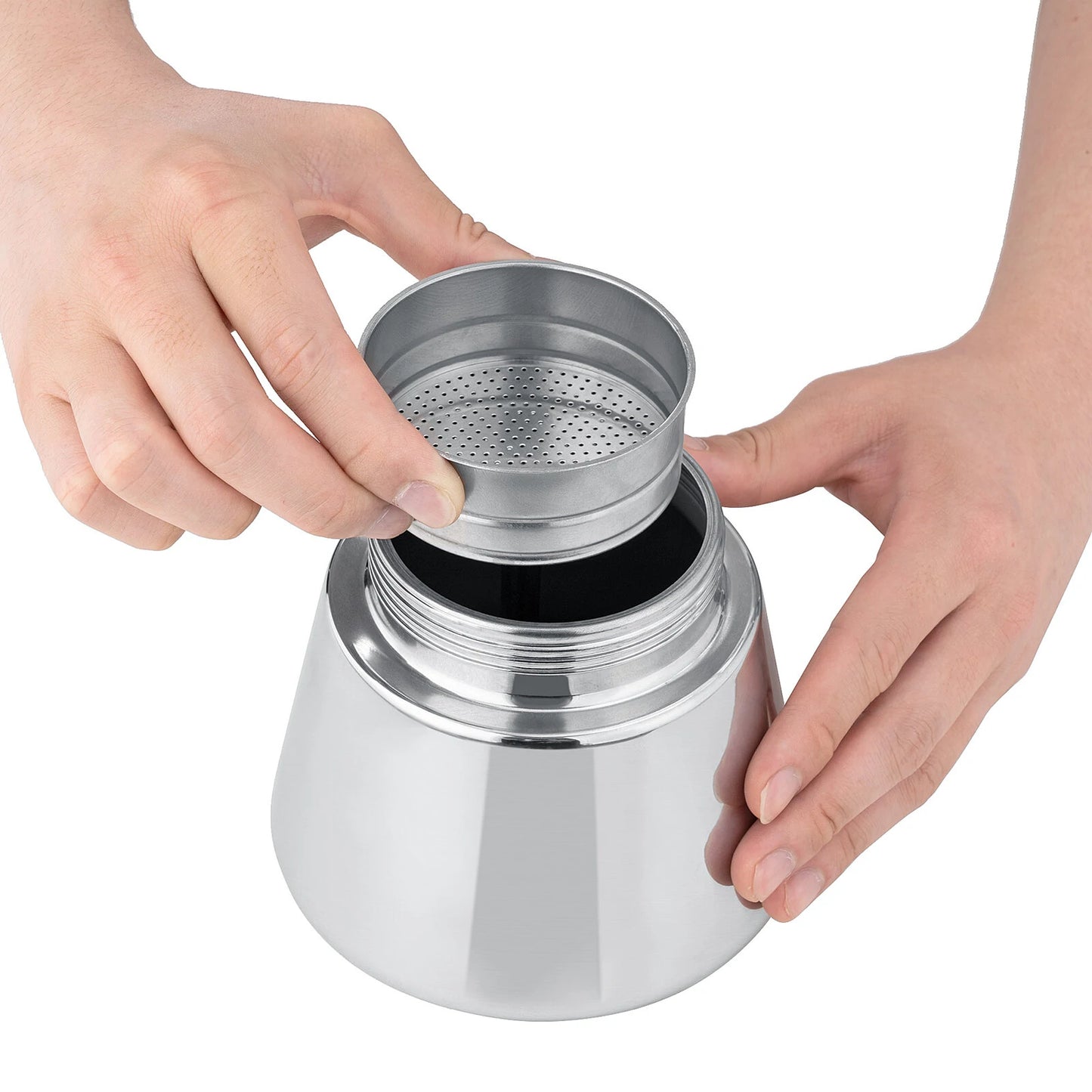 Godmorn Stovetop Espresso Maker, 12cup/600ml Grecas Coffee Maker Moka Pot, Stainless Steel Italian Classic Espresso Moka Pot, Induction Compatible