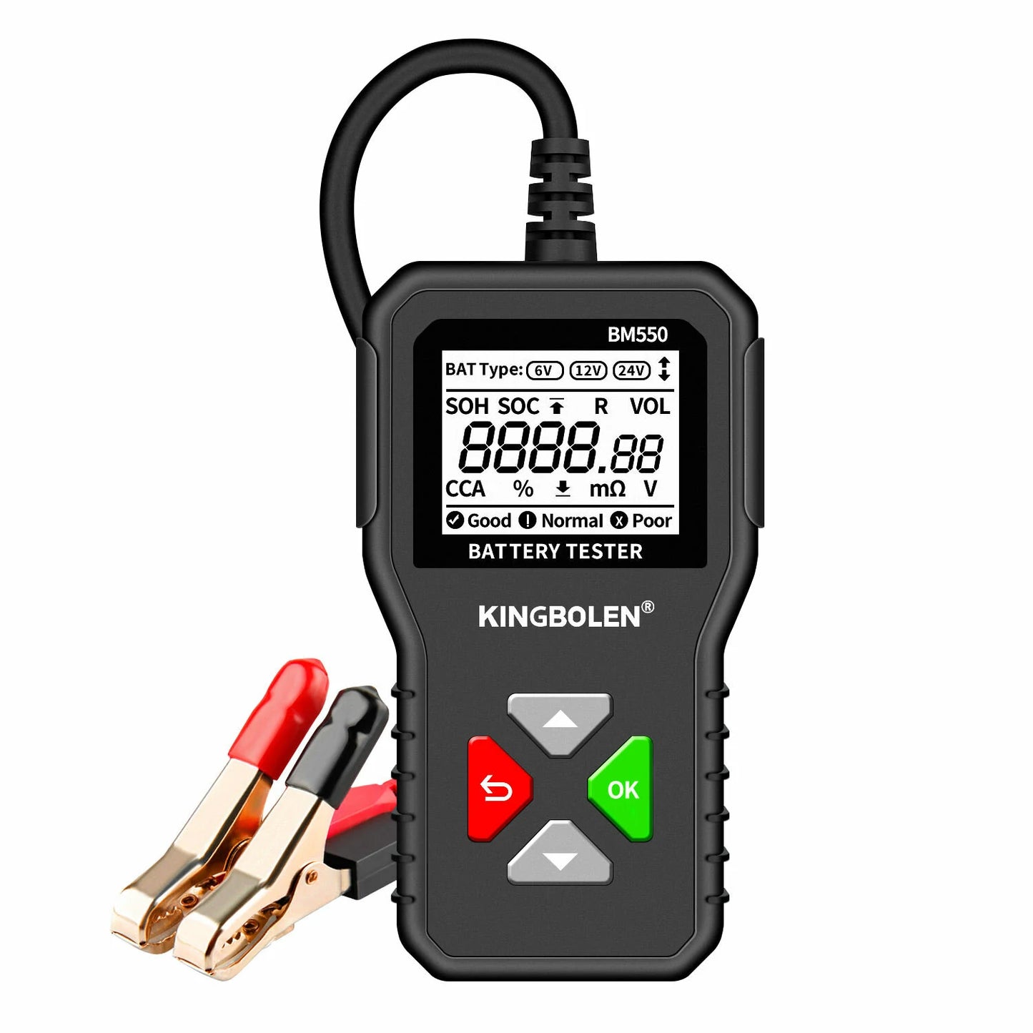 Kingbolen BM550 Car Electric Vehicle 6V 12V 24V Multi-Function Intelligent Digital Display Professional Battery Test Diagnosis