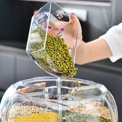 AGSIVO Grain Rice Storage Container Dispenser 360 Rotating Rice Dispenser Kitchen Organizer