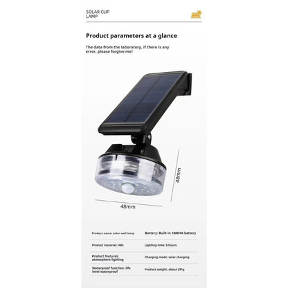 Solar Wall Light with Retractable 8m LED String Light 1800mAh Battery IP55 Waterproof Auto On/Off Outdoor Garden Decor