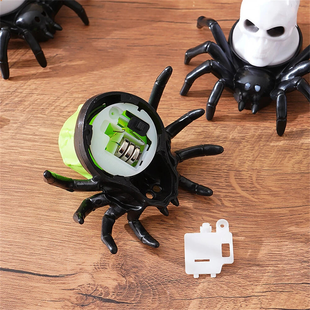 Elfeland 12PCS Halloween Spider Tea Lights with Glowing Eyes LED Flameless Spider Candle Halloween Decors with Skull & Eye Designs for Party Home Scary Atmosphere