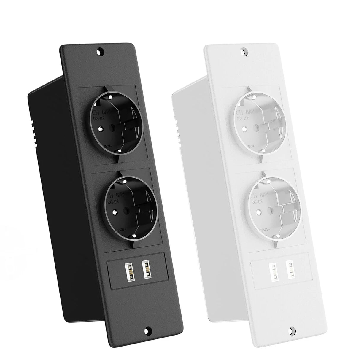 Table Socket with 2 USB 2 Sockets Built-in Socket 2-Way Installation Power Strip with 2 Screws for Kitchen Furniture or Worktops Recessed Socket 1.8 Cable16 A/3500 W