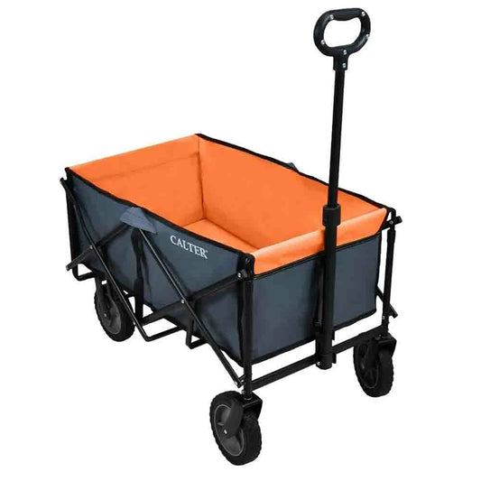 [EU Direct] Folding Camping Wagon Cart Beach Trolley Carts 600D Oxford Cloth Metal Steel Heavy Duty Folding Adjustable Handle Wagon Beach Cart for Outdoor, Camping, Beach, Garden, Shopping-CALTER C-VOZIK-02