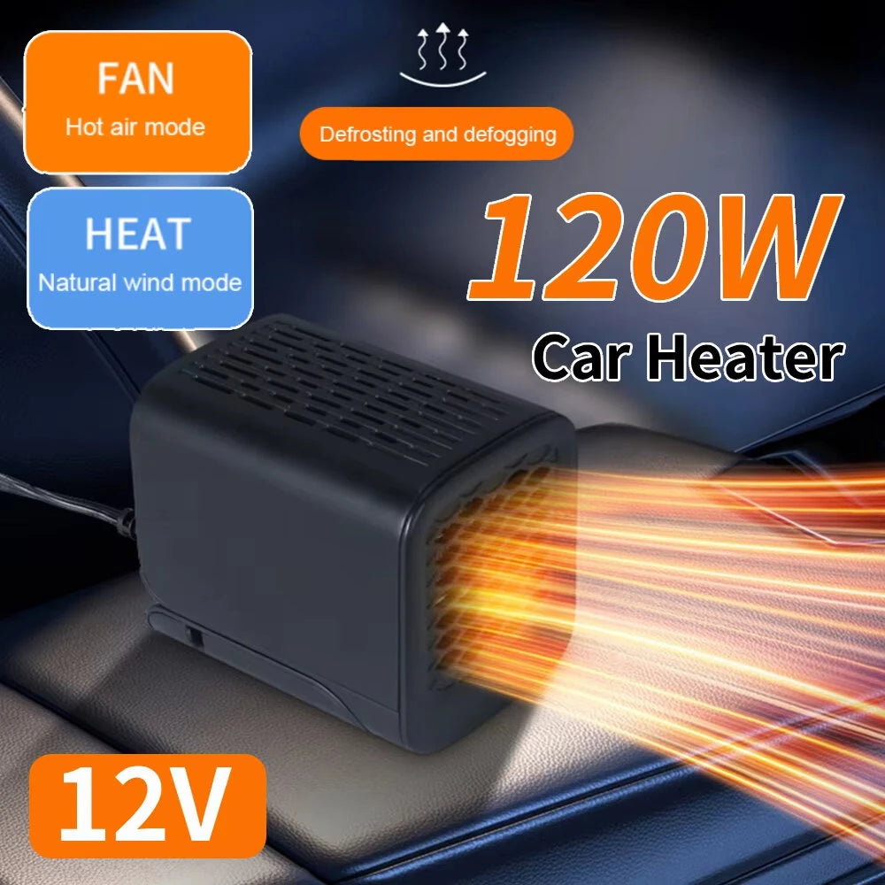 12/24V Car Electric Heater Fan 120W Windscreen Defroster Demister 360 Rotating Heater Fan Combo Defogging Defrosting Heating Fan