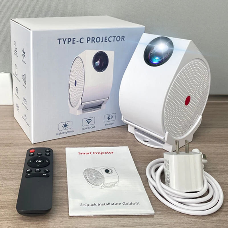 [EU Direct] ProjeStar Snails 4K Supported Mini Projector 400ANSI Android 11 WiFi6 bluetooth5.2 270 Rotatable 350" Screen Auto Keystone Portable Movie Video Projector for Home Outdoor Cinema