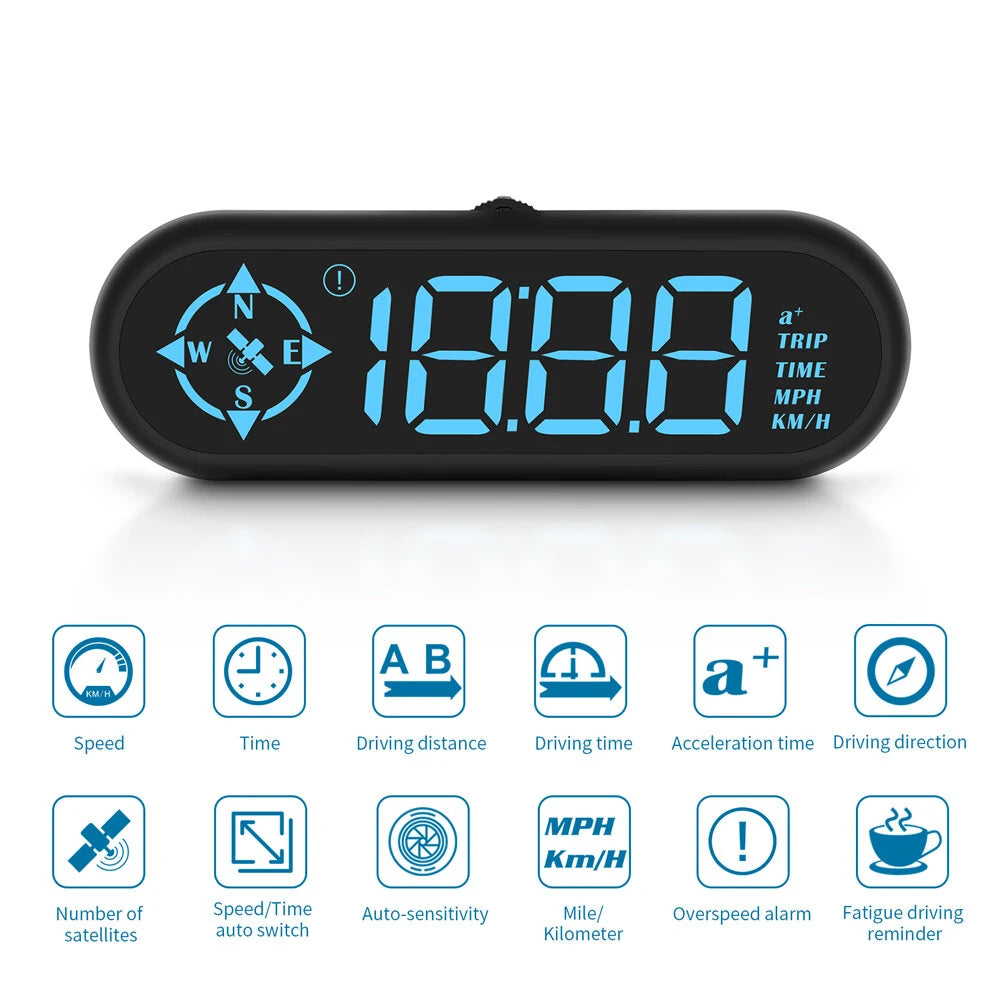 G9 Auto HUD GPS Head Up Display Car Gauge Speedometer With Compass Clock Driving Distance Security Alarm Electronic Accessories