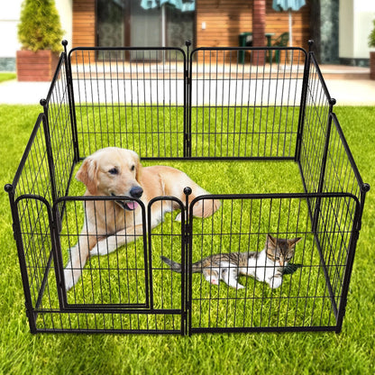PawGiant Dog Pen 8 Panels 40" Height RV Dog Fence Outdoor Playpens Exercise Pen for Dogs Metal Protect Design Poles Foldable Barrier with Door
