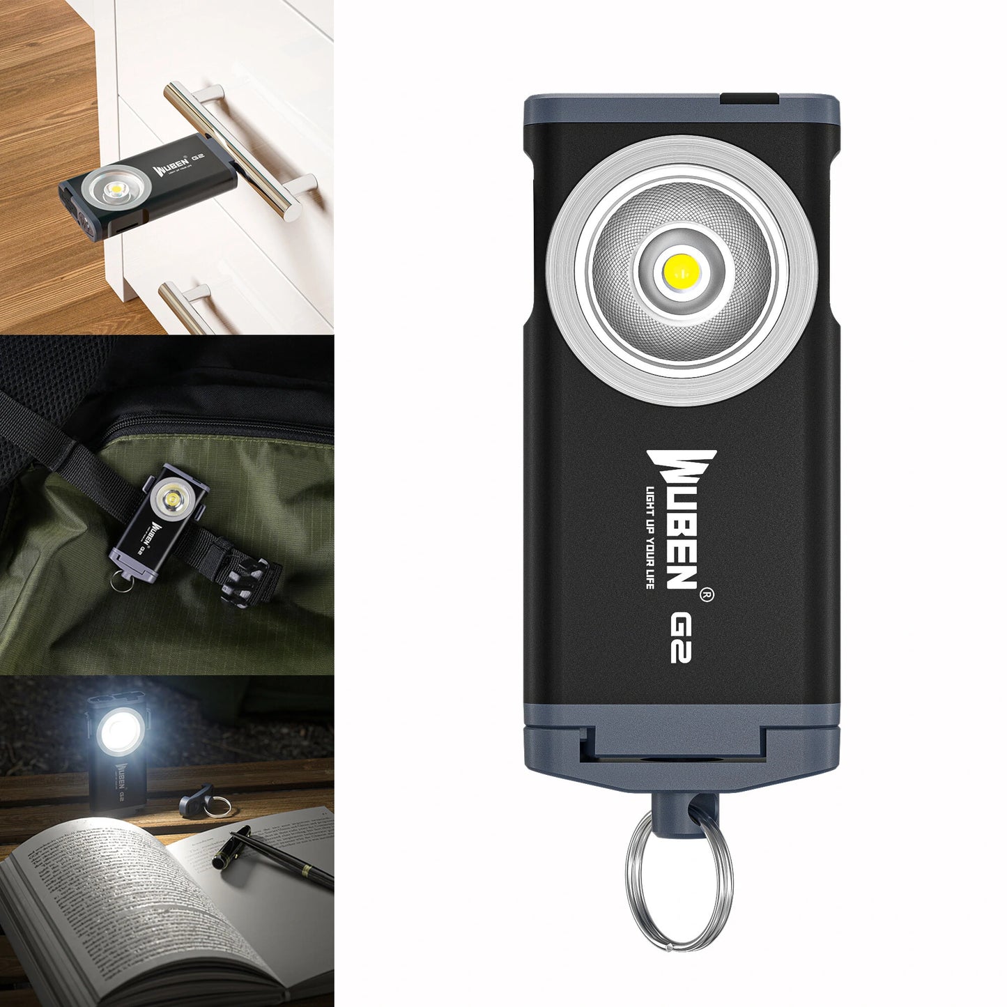 WUBEN G2 P9 500LM Quick-release EDC LED Keychain Flashlight Magnetic Tail Type-C Charging Super Wide-angle Floodlight Keychain Lamp Work Light With Back Clip