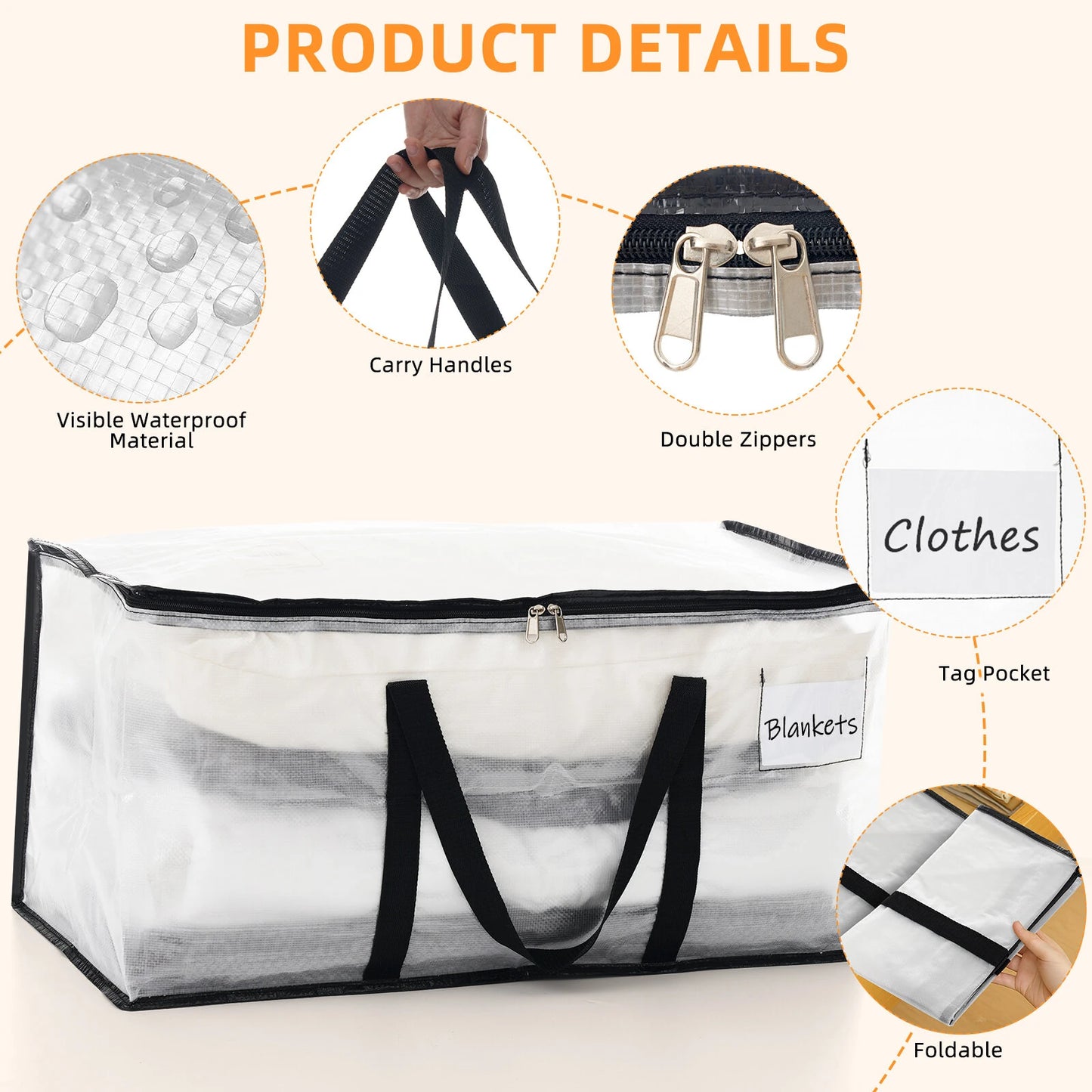 40L 4-Pack Storage Bag Organizer Set Space Saving Foldable Design Includes 38x24x8cm Packaging Lightweight