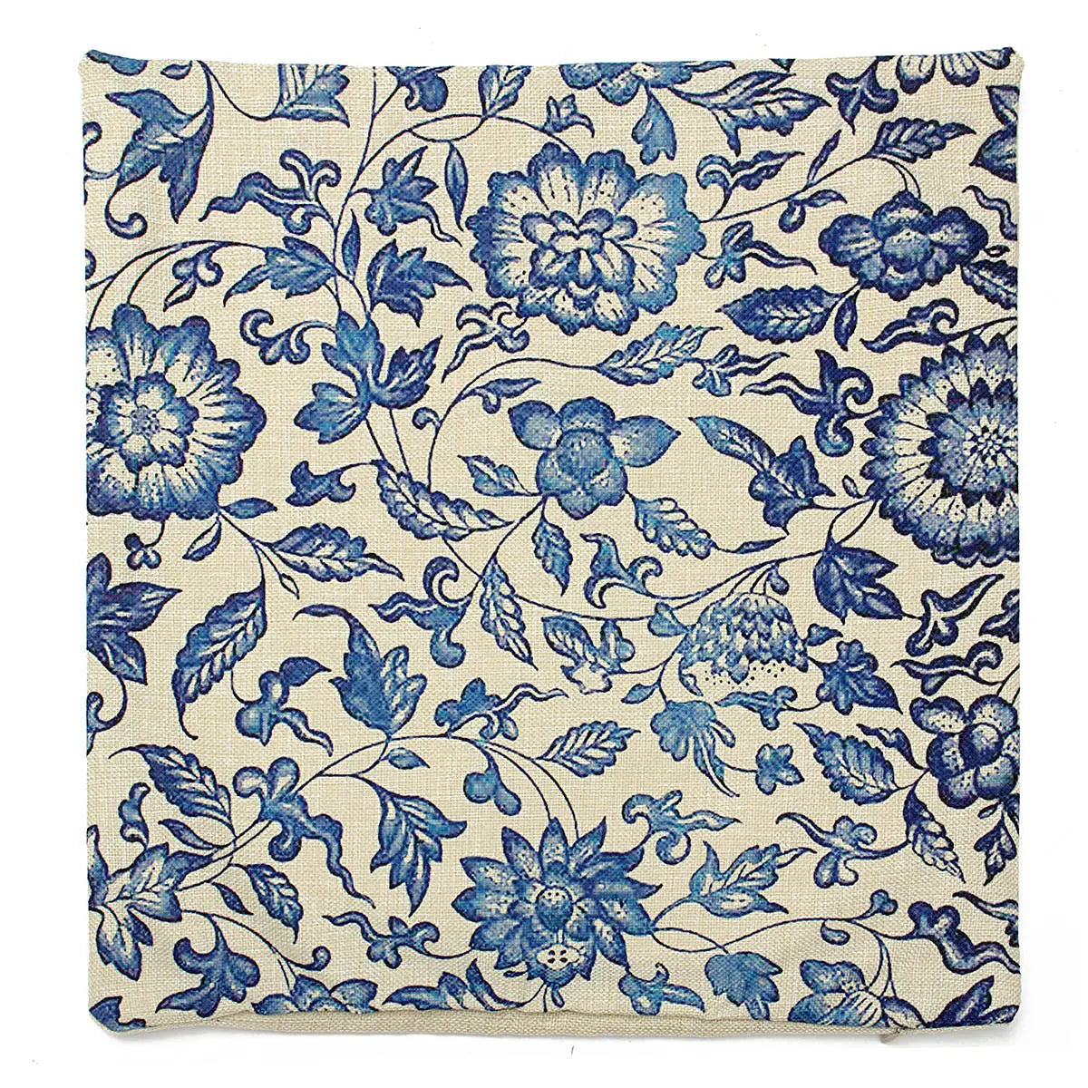 45x45cm Vintage Oriental Retro Blue Floral Linen Pillow Case Cushion Cover Home Decor