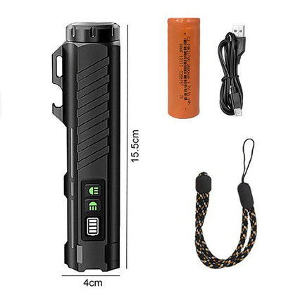 BIKIGHT LY-908 Multifunctional Aluminum Alloy Flashlight with RGB Side Lights Red LEP Pointer 3000mAh Magnetic Tail Type-C Rechargeable Smart Display for Outdoor Camping Emergency Lamps