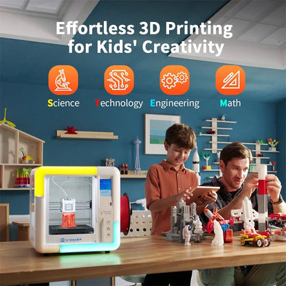 [EU/US Direct]AOSEED X-MAKER Children's 3D Printer High Precision 0.1/0.05mm Ultra Silent Wireless Smart One-Press Printing WiFi USB Safe Enclosed Design with 4er Colorful PLA Filament Set