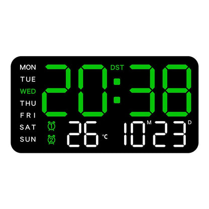 Multi-function LED Digital Wall Clock Borderless Electronic Clock Multifunctional Hanging Standing Clock Simple Digital Clock Display Living Room Wall Clock