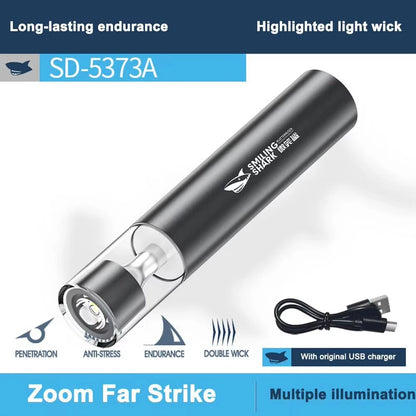 Smiling Shark 2in1 Strong Flashlight Multi-color Mood Light USB Rechargeable Built in Battery Multi Functional LED Torch, Portable For Outdoor Night Riding Camping Fishing Walking