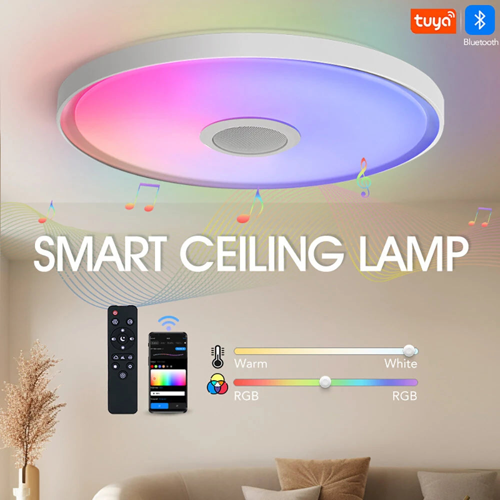 [EU Direct] Elfeland 45W 37cm/ 47W 46cm Music Ceiling Light with Built-in Bluetooth Speaker RGB+CCT 16 Million Colors Stepless Dimming Remote Control & APP Control