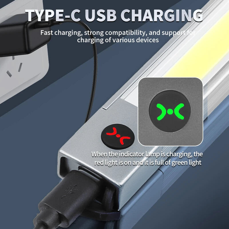 Bikight Multifunction Pen Light High-Bright Flood Light Flashlight With Spotlight Type-C Charging Magnetic Absorbing Work Lamp