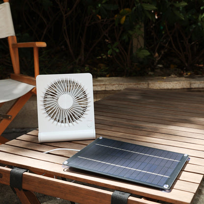 3 Speeds 5V 6W Portable Rechargeable Fan Battery Operated Fan Solar Panel Powered For Household Camping Travel Outdoor