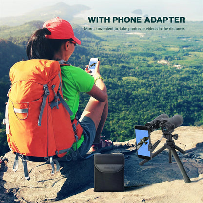 [EU Direct] ESSLNB ES3074 12X50 Binoculars Green Film FMC Waterproof Binoculars with Phone Adapter 22mm Large Eyepiece Compact Binoculars for Bird Watching Tracing