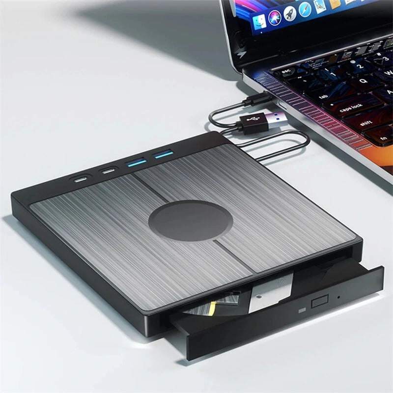 7 in 1 External CD/DVD Drive CD Burner with 2 USB/Type-C Ports USB 3.0 Portable CD/DVD Burner 1 TF/SD Card Slots Optical Drives for Laptop PC DVD Burner