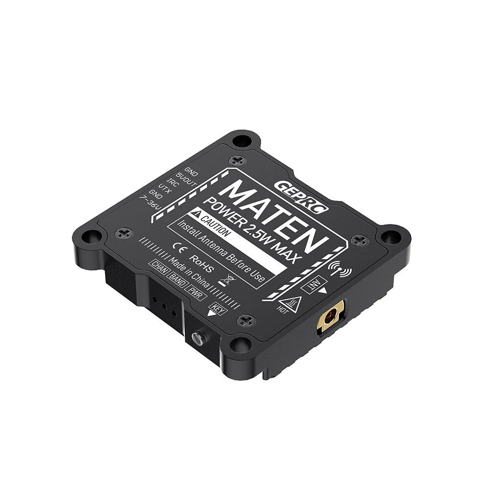 GEPRC MATEN Long-Range High-Power 5.8G FPV Transmitter, 25-2500mW 72CH IRC Tramp, Pit Mode, Built-in Microphone, MMCX