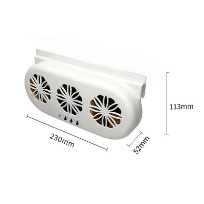 Solar-Powered Car Vent Fan 3 Head Car Exhaust Fan Electric Cooling Fan USB Charging Window Ventilator Front Rear Seat Purifiers Radiator