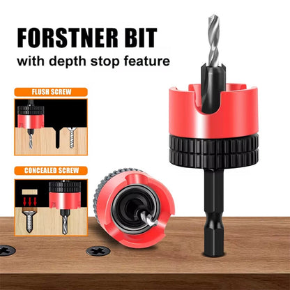 5PCS Countersink Drill Bit Set High Quality Steel Adjustable Depth Stop Hex Shank Varied Sizes 2.8 to 4x8mm Woodworking Tools