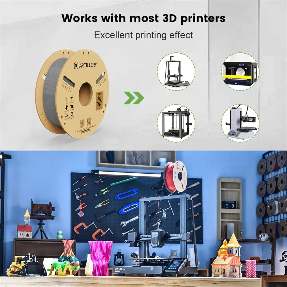 [EU Direct]Artillery PLA 3D Printer Filament 1.75mm 5KG High Precision Eco-Friendly Multiple Colors Zero Bubble Perfect for Models and Mechanical Parts