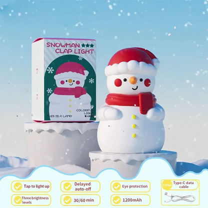 Snowman Pat Light Colorful Atmosphere Light Christmas Children's Gift Bedroom Bedside Silicone Night Light Accompanying Sleeping Light