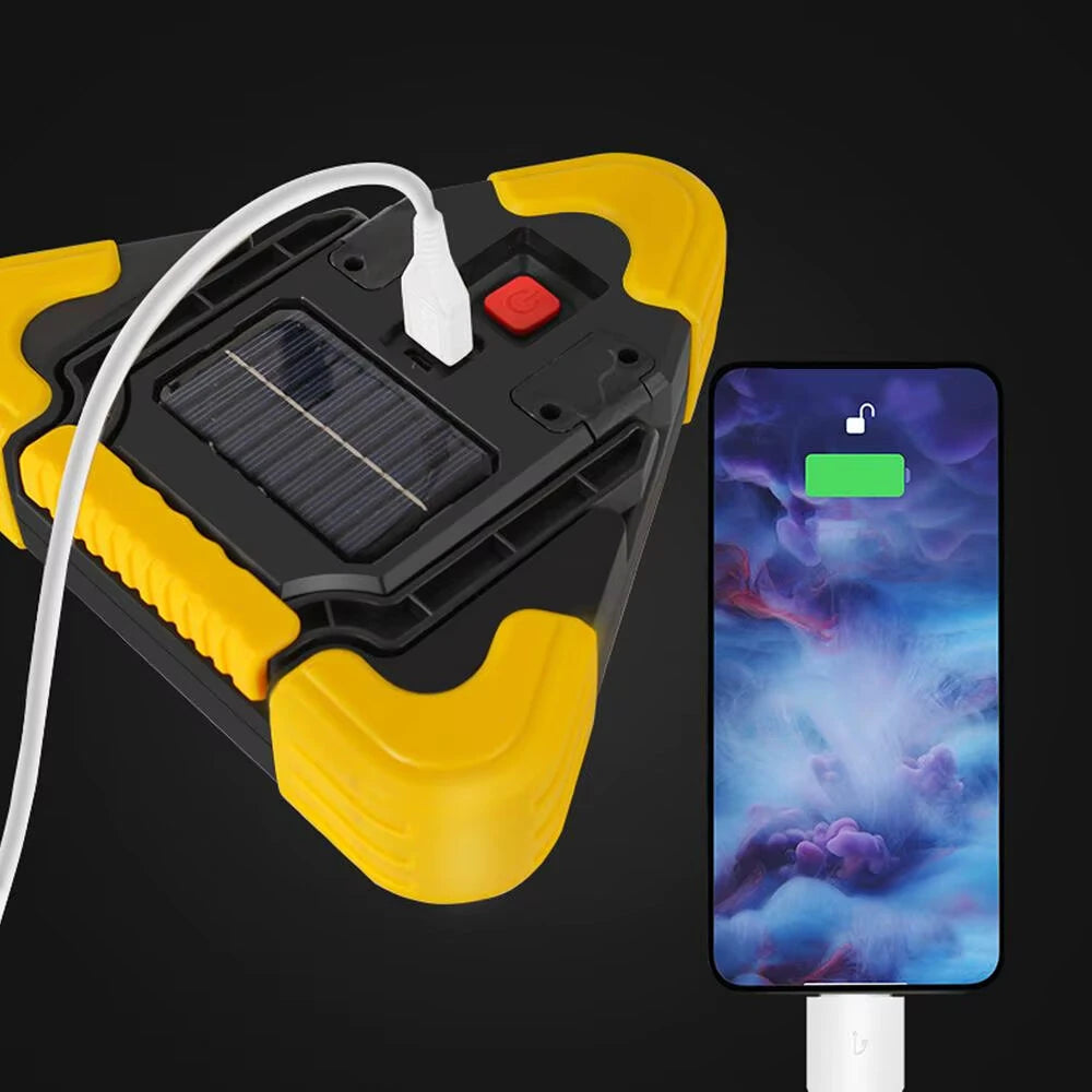 LED Triangle Warning Sign Night Light Warning Lamp Work Light Solar Powered Triangle Warning Sign Lamp With 4  Light Modes