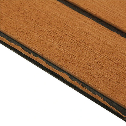 ELuto 240cm x 90cm x 5mm EVA Foam Teak Decking Sheet Boat Yacht Floor Mat Self-Adhesive Marine Flooring Faux Carpet Sticker Non-slip