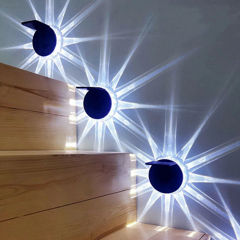 Solar Wall Light Outdoor Garden Deck Round Petal Fence Light 8 Modes Glowing Garden Light Remote Control