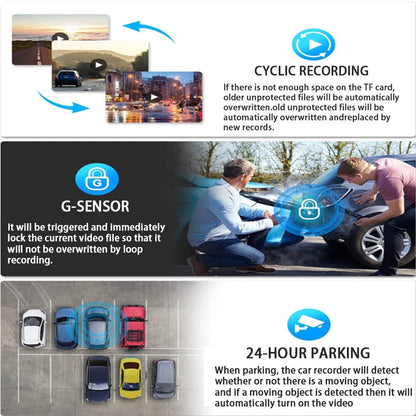 4 Channel 3-Inch IPS HD Dash Cam Night Vision Quad-Recording 1080P GPS Driving Recorder WiFi Connect Accident Recording Lock